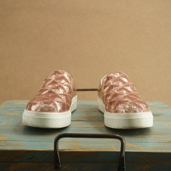 Sam Edelman Womens Sheena Pam Rose Gold Pink Sequin Slip On Sneakers Size 7 - Picture 3 of 12